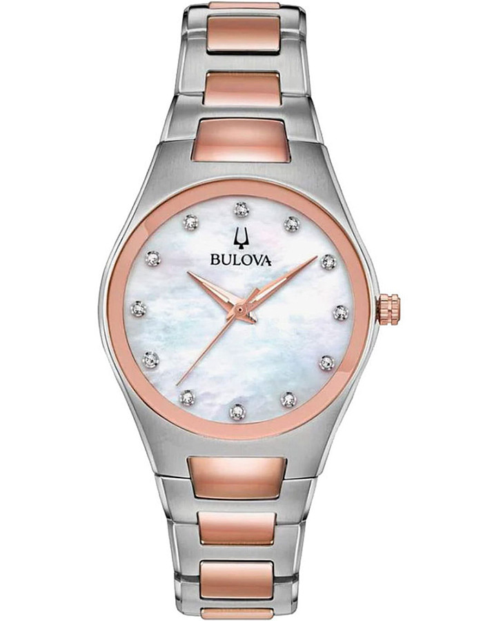 Часы Bulova Crystal Ladies 98L244 — женские, перламутровый