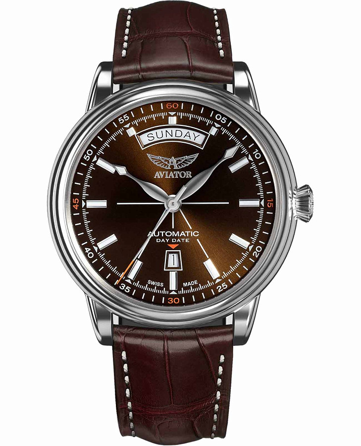 Часы Aviator Douglas Day-Date V.3.20.0.140.4 — мужские, коричневый