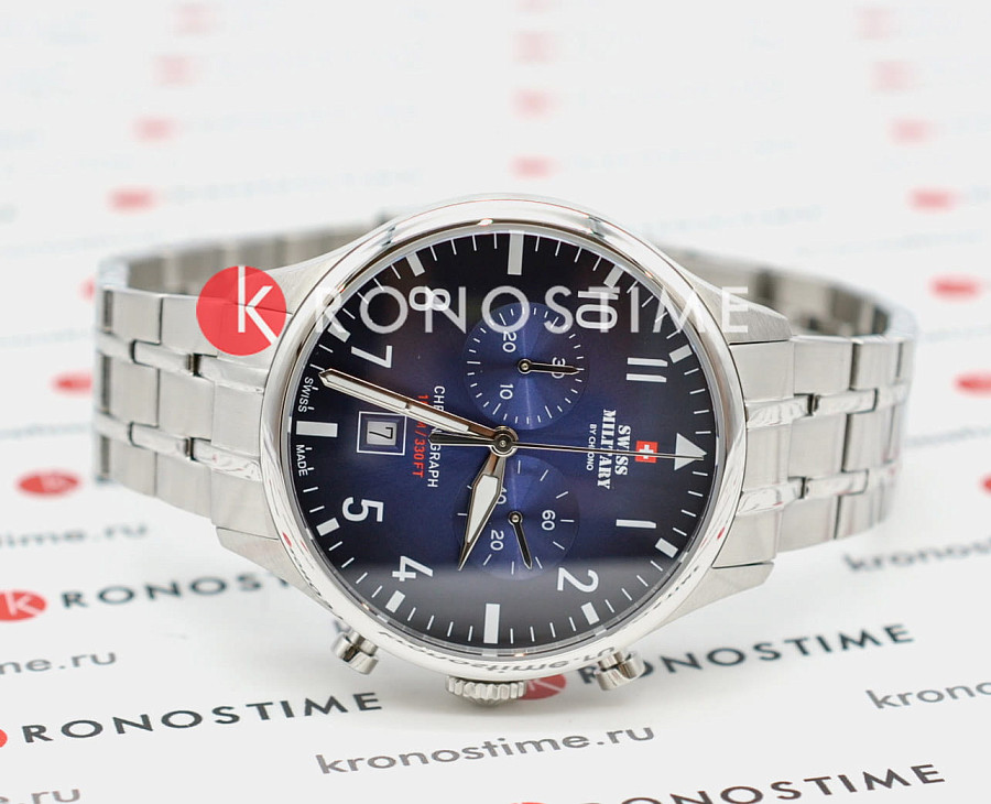 Часы Swiss Military by Chrono Vintage Chronograph SM34098.03 — кварцевые, сталь металл