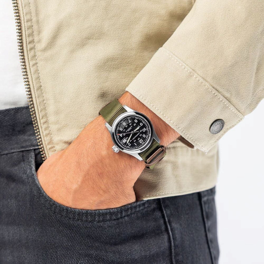 Часы Hamilton Khaki Field Auto Call of Duty H70475930 — мужские, тканевый