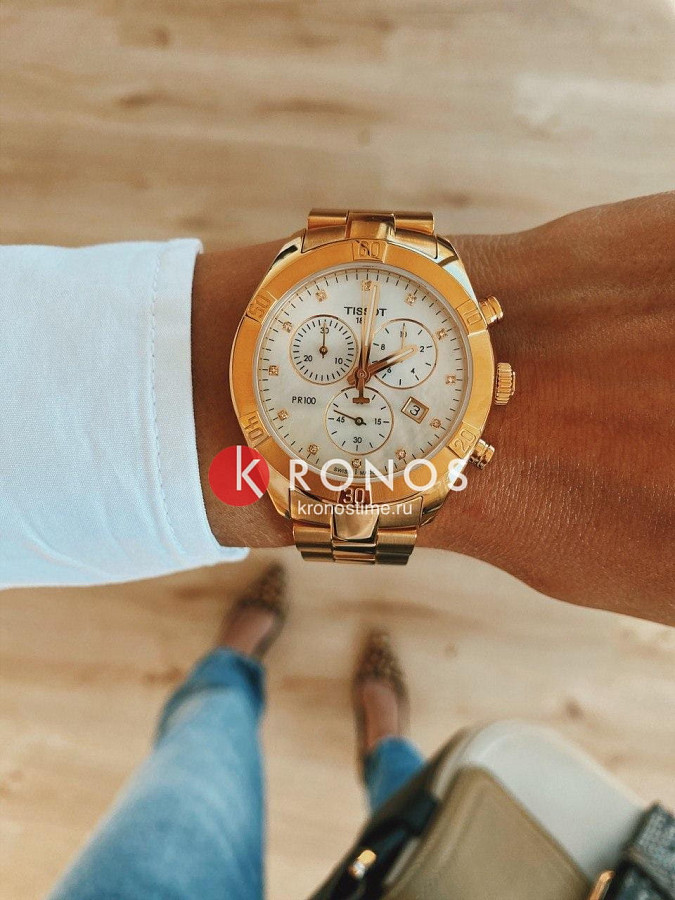 Часы Tissot PR 100 Sport Chic Chronograph T101.917.33.116.01 — кварцевые, Швейцария, женские