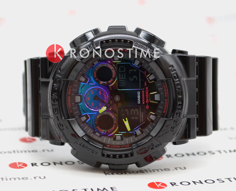 Часы Casio G-Shock GA-100RGB-1ADR (GA-100RGB-1A) — мужские, черный