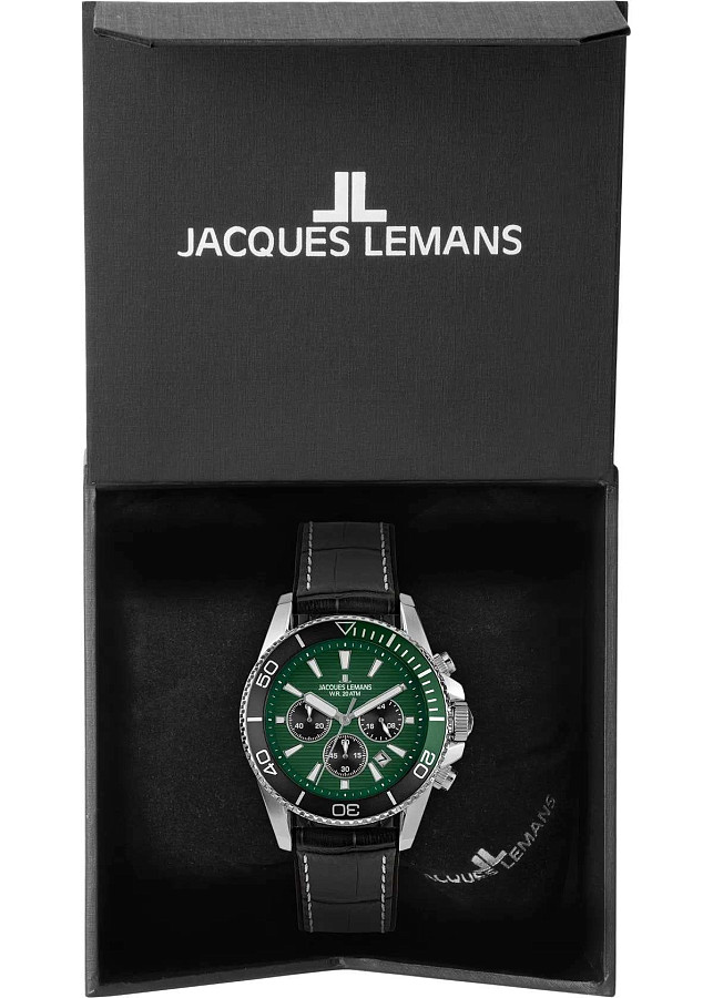 Часы Jacques Lemans Liverpool Diver 1-2206C — мужские, кожа + силикон