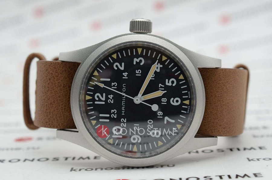 Часы Hamilton Khaki Field Mechanical H69439531 — мужские, кожаный