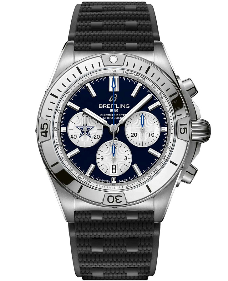 Часы Breitling Chronomat B01 42 NFL Dallas Cowboys Edition AB01342B1C1S1 — мужские, синий