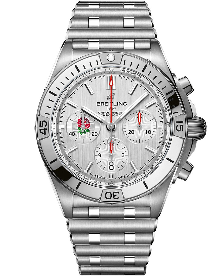 Часы Breitling Chronomat B01 42 Six Nations England AB0134A71A1A1 — мужские, серебристый