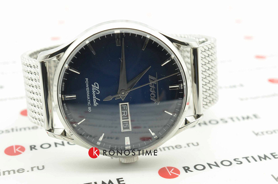 Часы Tissot Heritage Visodate Powermatic 80 T118.430.11.041.00 — синий, сталь металл