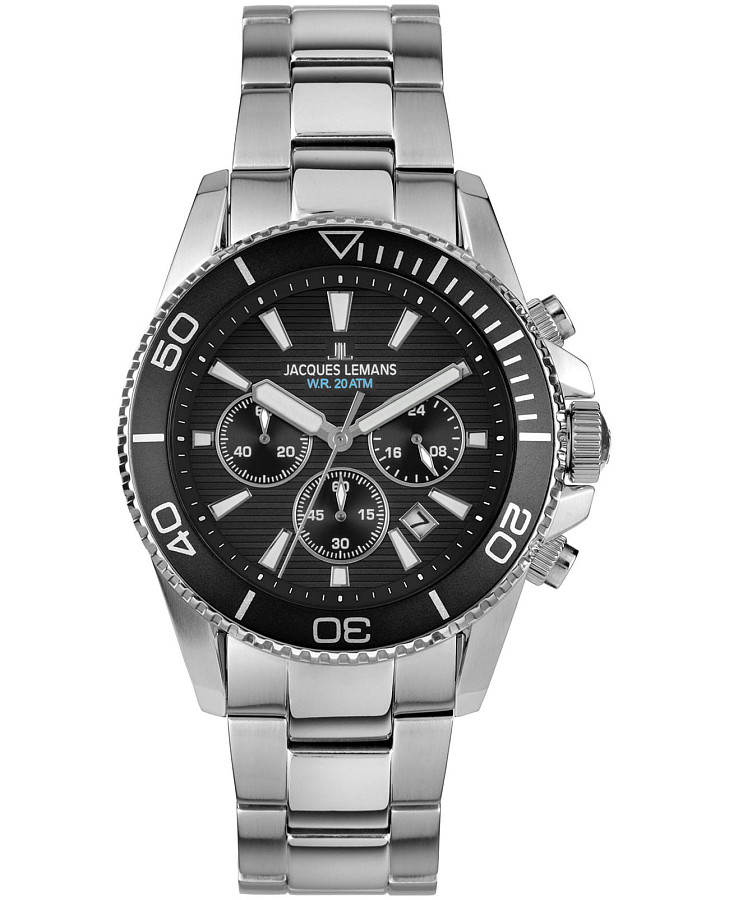 Часы Jacques Lemans Liverpool Diver 1-2206G — мужские, черный