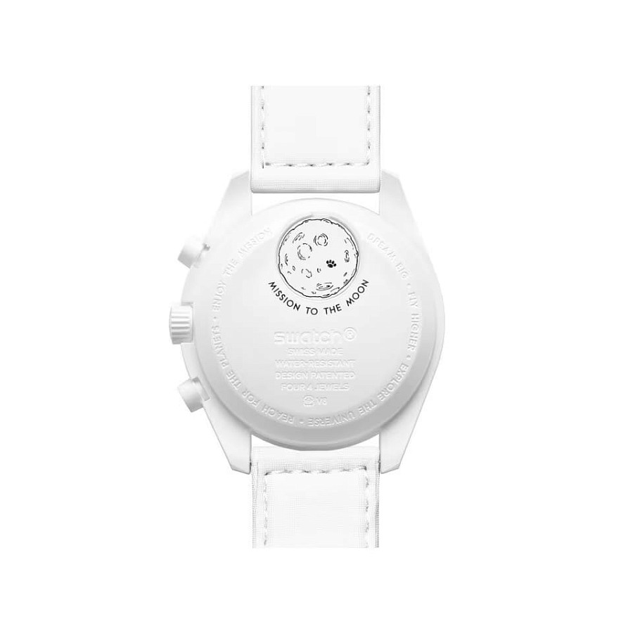 Часы Swatch x Omega Bioceramic Moonswatch Mission to the Moonphase - Full Moon SO33W700 — белый, биокерамика