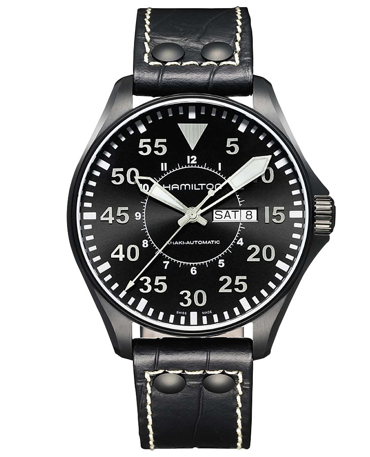 Часы Hamilton Khaki Aviation Pilot Day Date Auto H64785835 — мужские, черный
