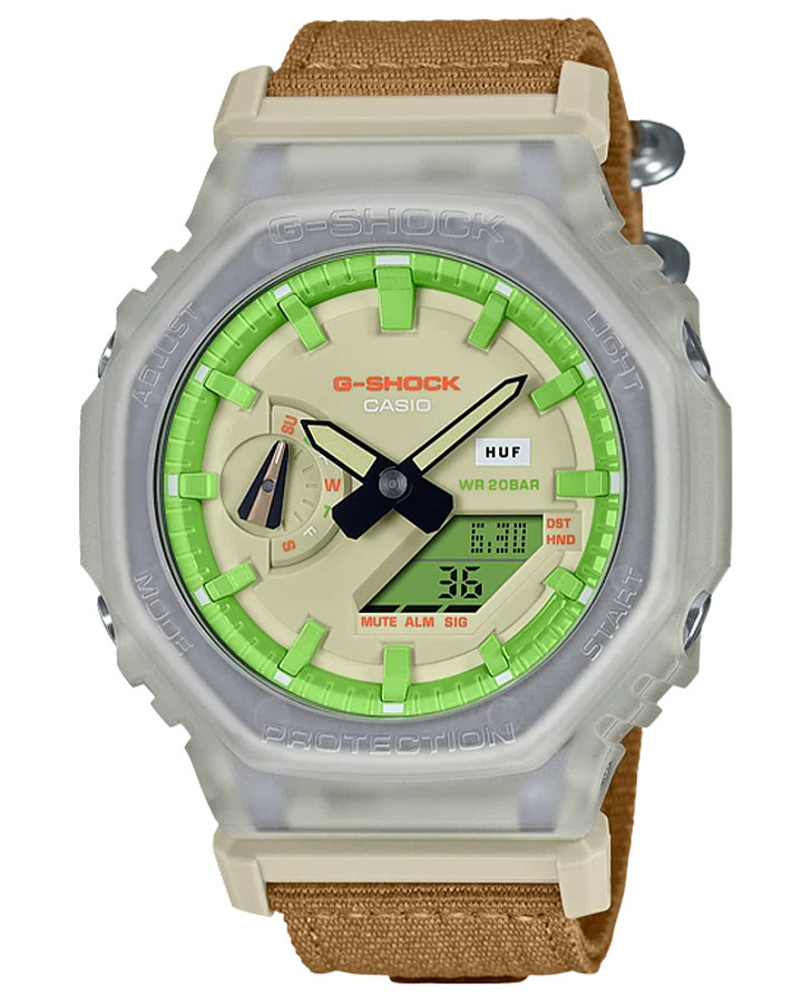 Часы Casio G-Shock GA-2100HUF-5A — мужские, зеленый