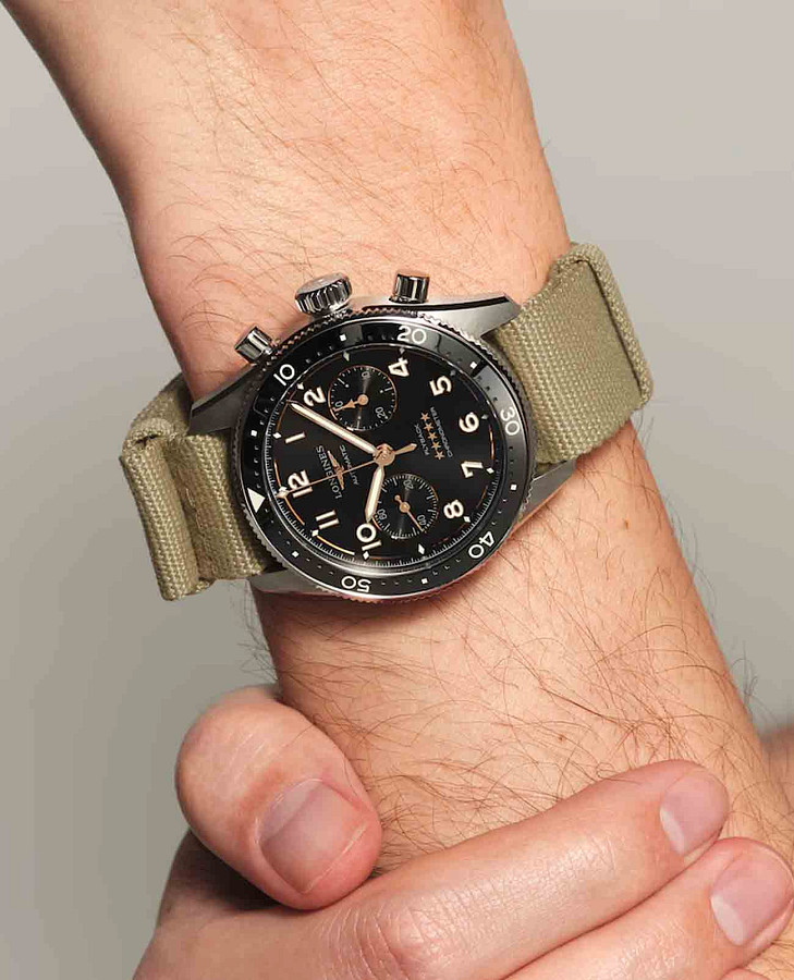 Часы Longines Spirit L3.821.4.53.9 — тканевый, мужские