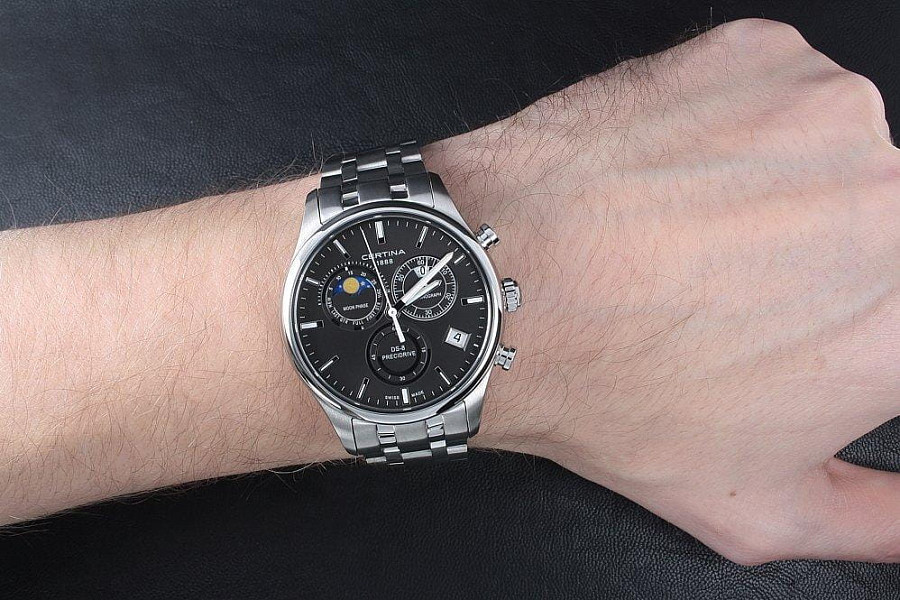 Часы Certina DS-8 Chronograph Moon Phase C033.450.11.051.00 — кварцевые, сталь металл