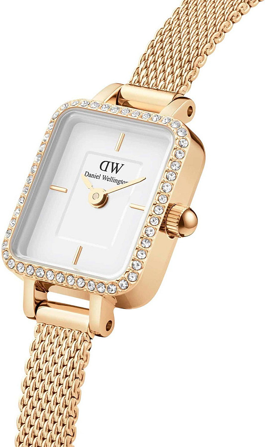 Часы Daniel Wellington Quadro Mini Lumine Bezel Gold DW00100730 — сталь металл, Швеция