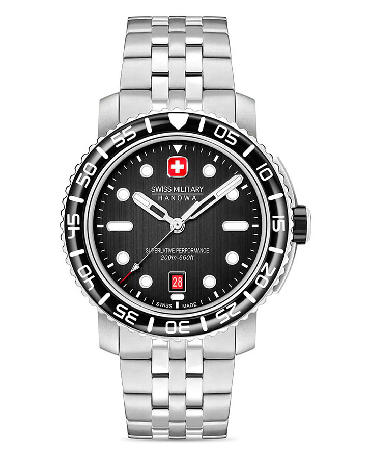 Часы Swiss Military Hanowa Black Marlin SMWGH0001702 — мужские, черный