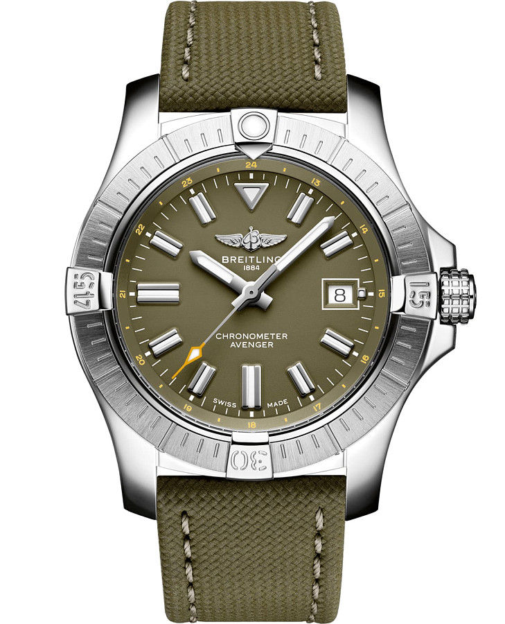 Часы Breitling Avenger Automatic 43 A17318101L1X1 — мужские, зеленый