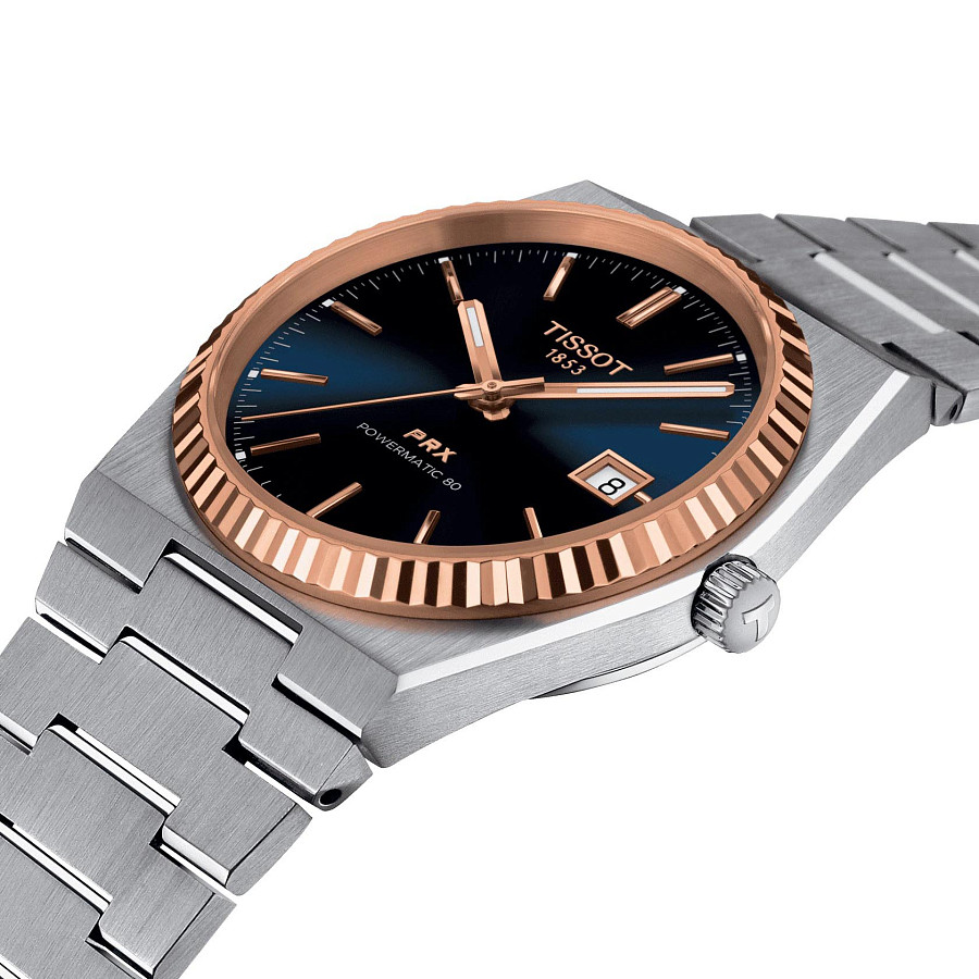 Часы Tissot PRX Powermatic 80 18K Gold Bezel T931.407.41.041.00 — нержавеющая сталь, мужские