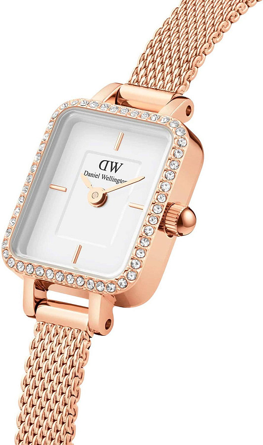 Часы Daniel Wellington Quadro Mini Lumine Bezel Rose Gold DW00100731 — сталь металл, Швеция