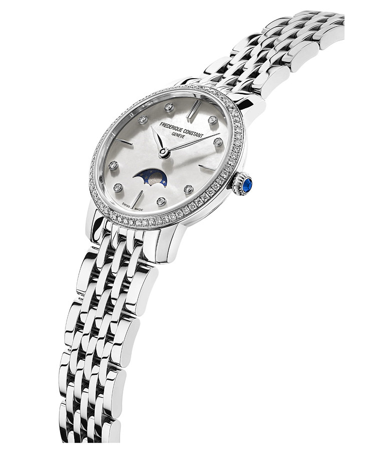 Часы Frederique Constant Slimline Ladies Moonphase FC-206MPWD1SD6B — кварцевые, сталь металл