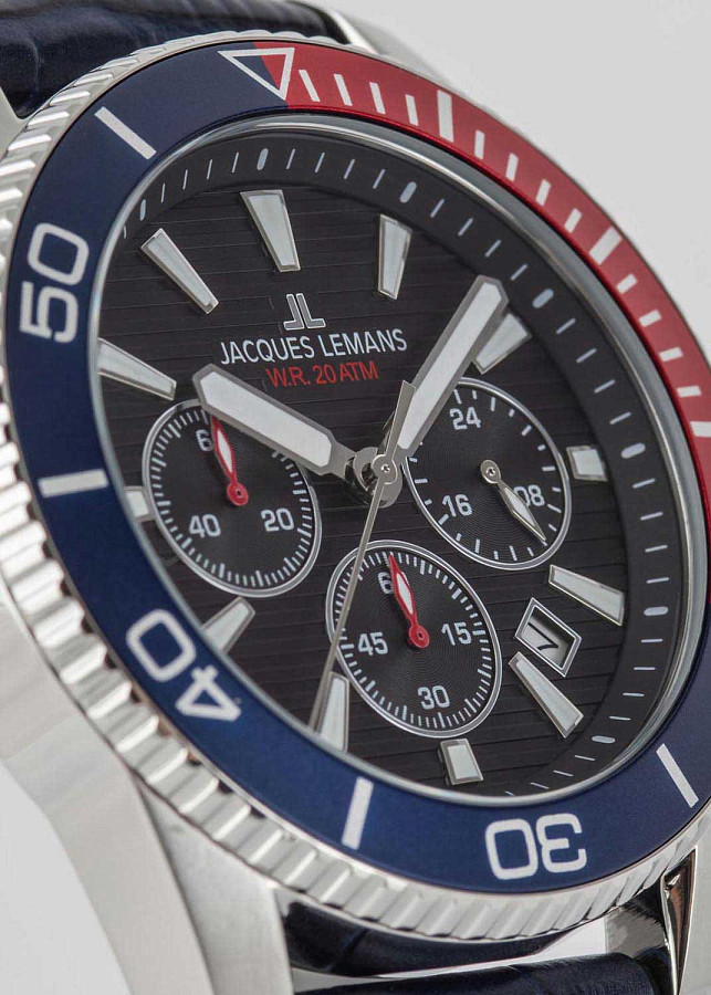 Часы Jacques Lemans Liverpool Diver 1-2206D — кварцевые, сталь металл