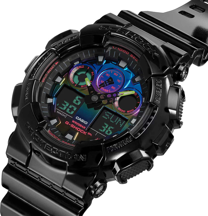 Часы Casio G-Shock GA-100RGB-1ADR (GA-100RGB-1A) — пластик, мужские