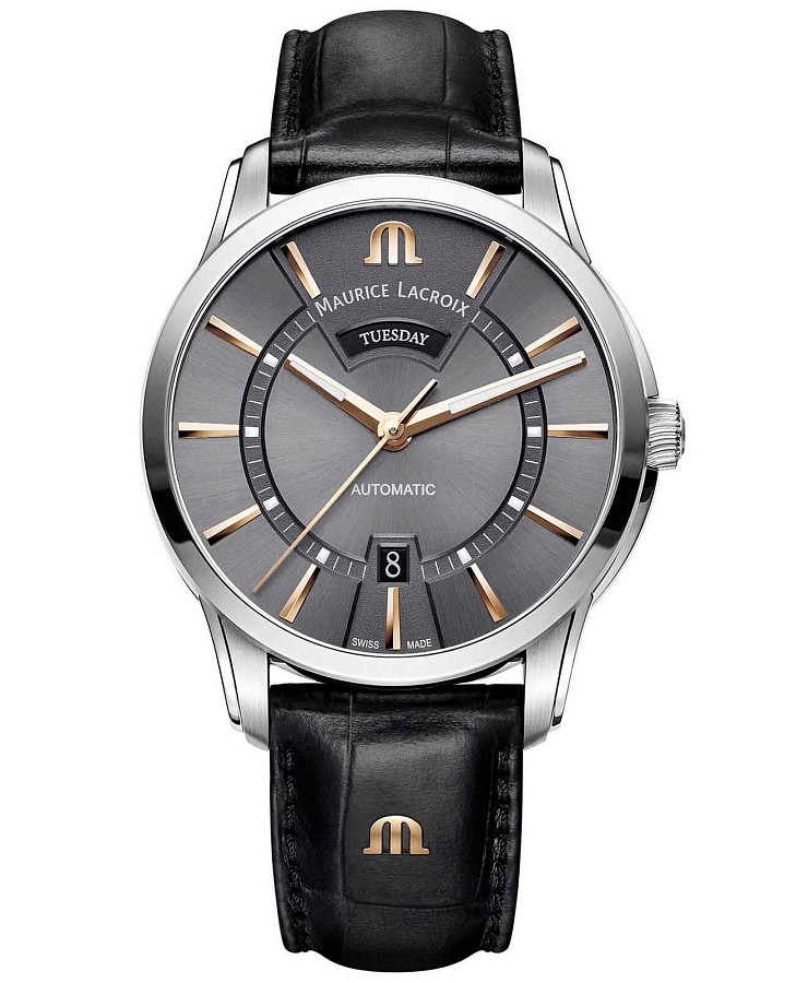 Часы Maurice Lacroix Pontos Day Date PT6358-SS001-331-1 — мужские, серый