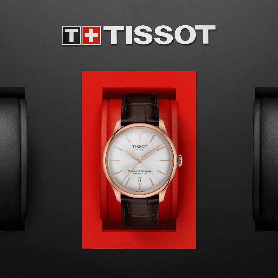 Часы Tissot Chemin des Tourelles Powermatic 80 T139.807.36.031.00 — мужские, коричневый