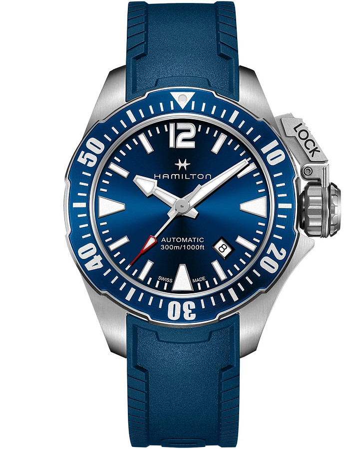 Часы Hamilton Khaki Navy Frogman Auto H77705345 — мужские, синий