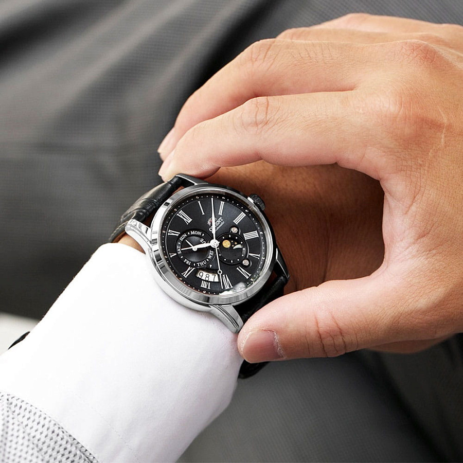 Часы Orient Sun And Moon RA-AK0010B (RN-AK0010B) — механические, металл сталь