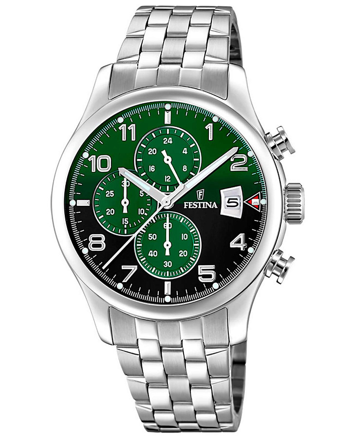 Часы Festina Timeless Chrono F20374/7 — мужские, зеленый