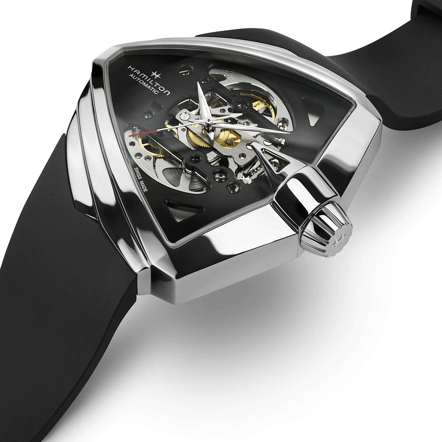 Часы Hamilton Ventura XXL Skeleton Auto H24625330 — каучук, мужские