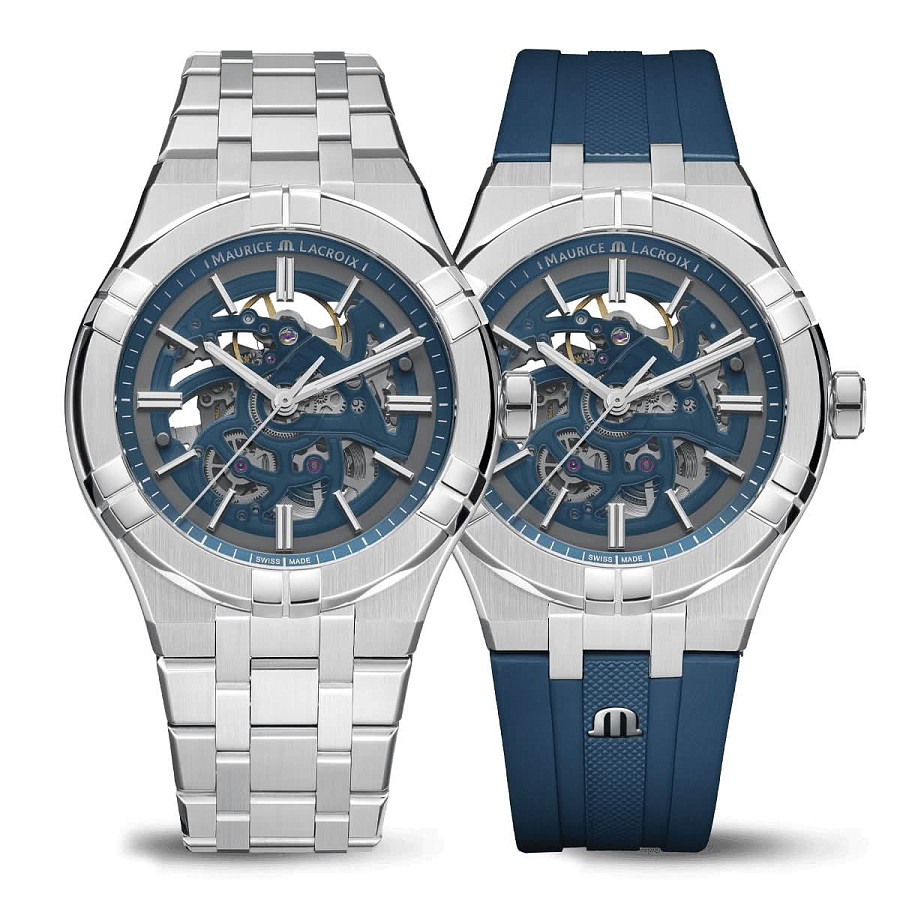 Часы Maurice Lacroix Aikon Automatic Skeleton AI6008-SS00F-031-C — механические, сталь металл