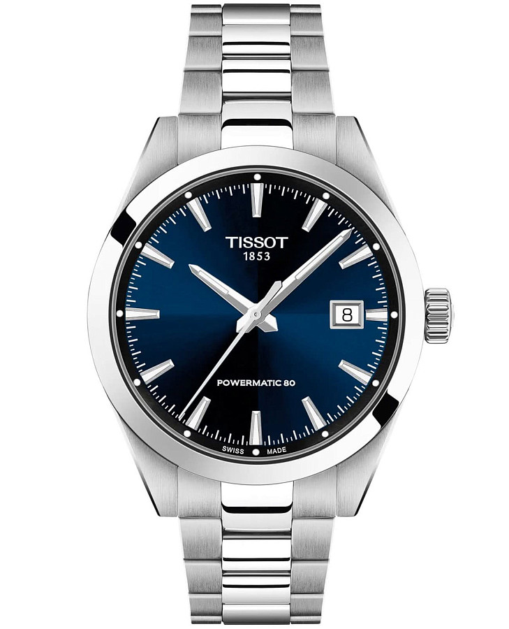 Часы Tissot Gentleman Powermatic 80 Silicium T165.807.11.041.00 — мужские, синий