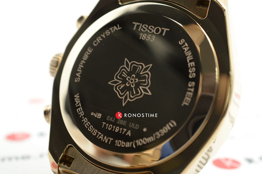 Часы Tissot PR 100 Sport Chic Cronograph T101.917.33.116.00 — женские, сталь c pvd покрытием