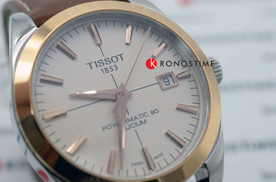 Часы Tissot Gentleman Powermatic 80 Silicium 18K Gold T927.407.46.261.00 — сталь золото металл, Швейцария