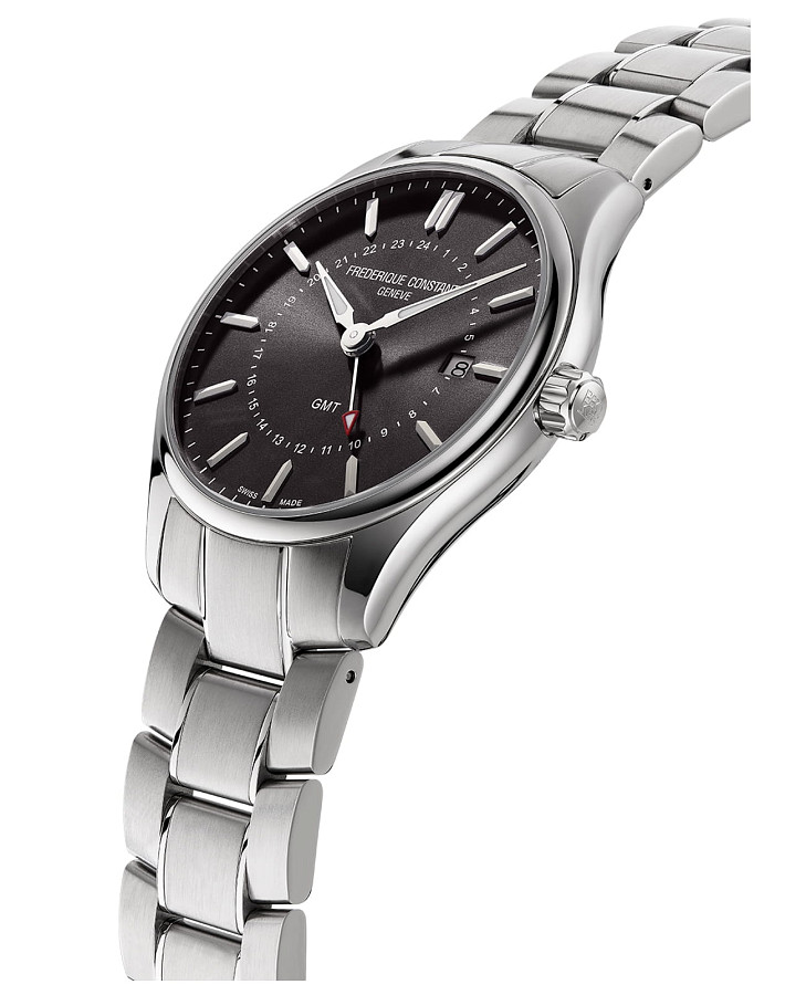 Часы Frederique Constant Classics Quartz GMT FC-252DGS5B6B — кварцевые, сталь металл