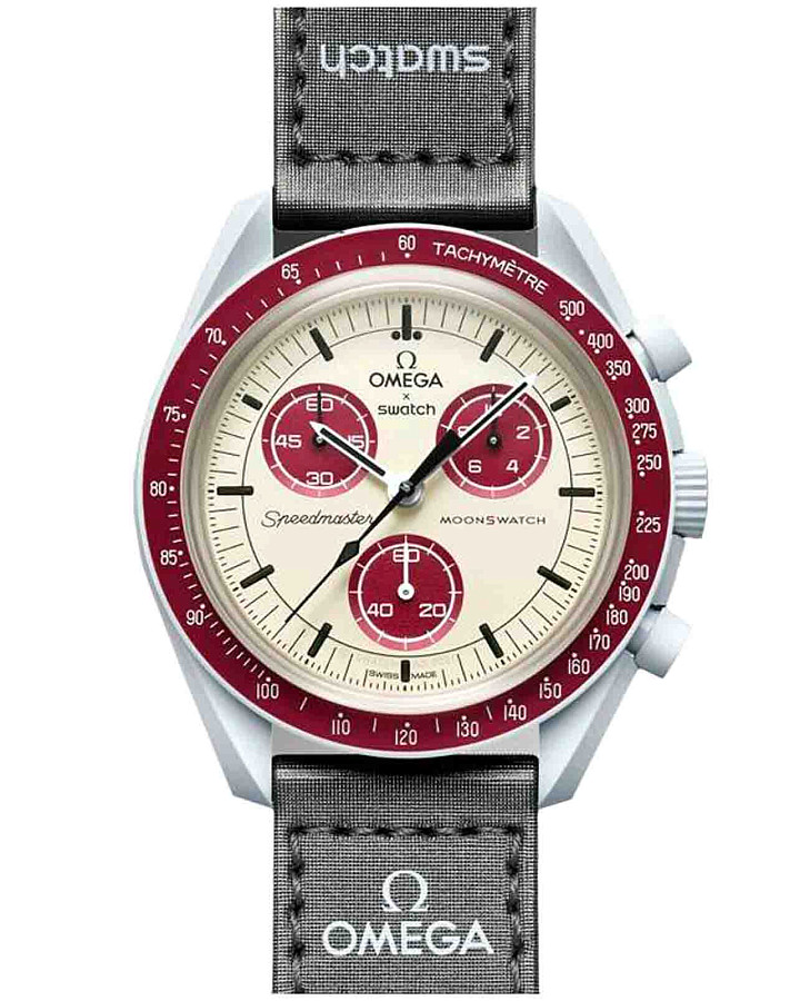 Часы Swatch x Omega Bioceramic Moonswatch Mission to Pluto SO33M101 — мужские, антрацитовый
