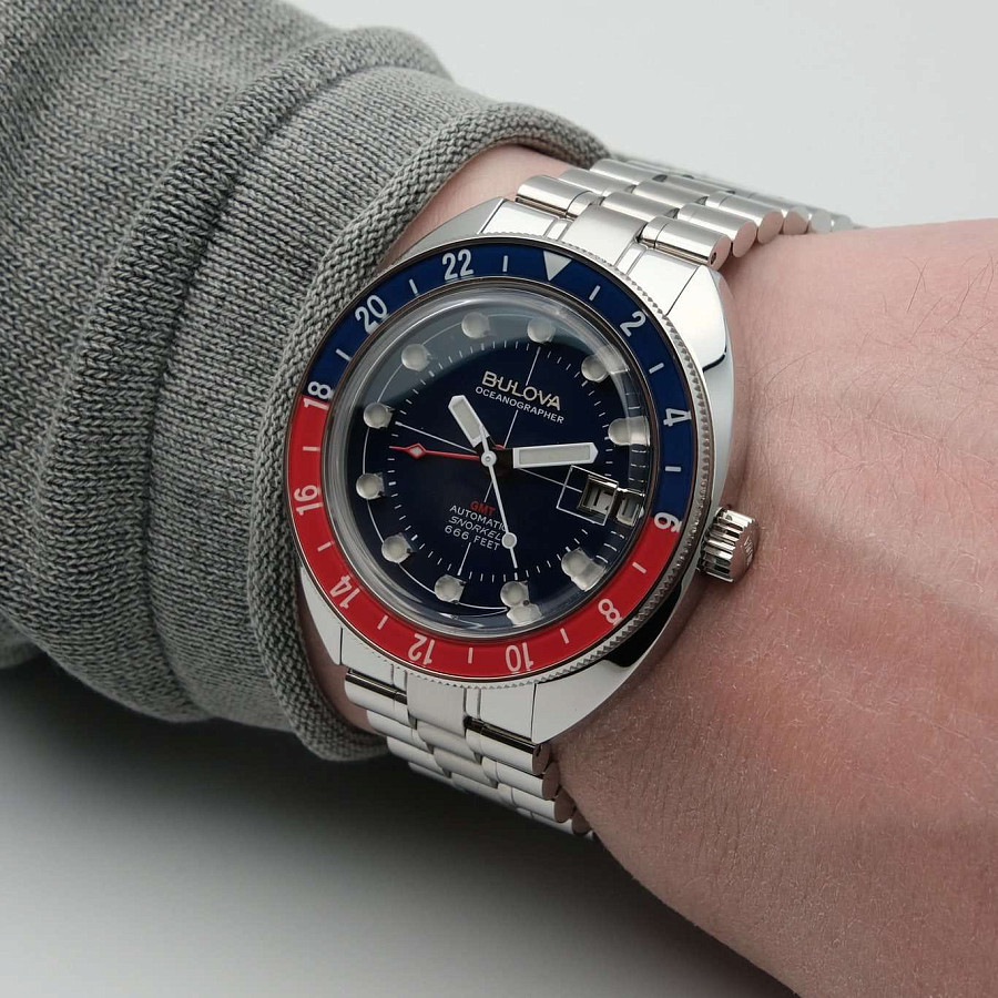 Часы Bulova Oceanographer 96B405 — синий, сталь металл