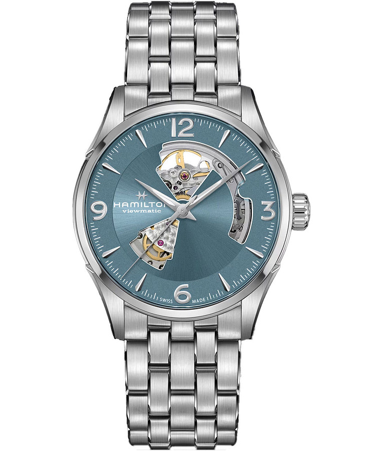 Часы Hamilton Jazzmaster Open Heart Auto H32705142 — мужские, бирюзовый