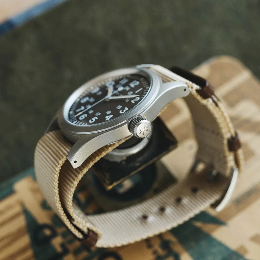 Часы Hamilton Khaki Field Mechanical H69439901 — сталь металл, тканевый