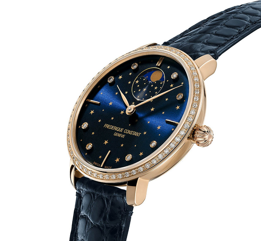 Часы Frederique Constant Slimline Moonphase Stars Manufacture FC-701NSD3SD4 — механические, металл сталь