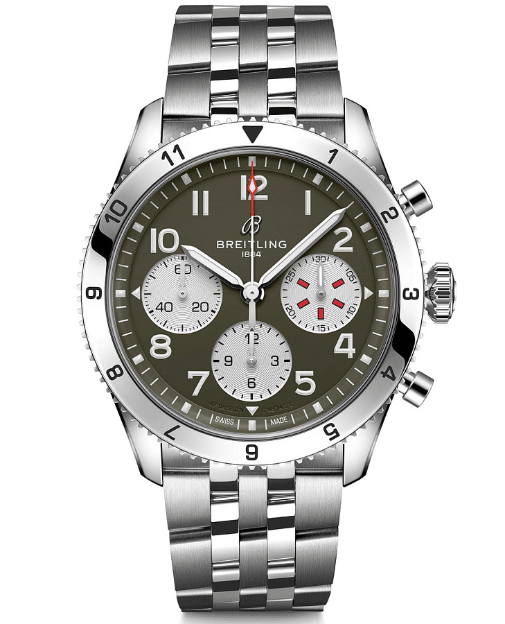 Часы Breitling Classic Avi Chronograph 42 Curtiss Warhawk A233802A1L1A1 — мужские, зеленый