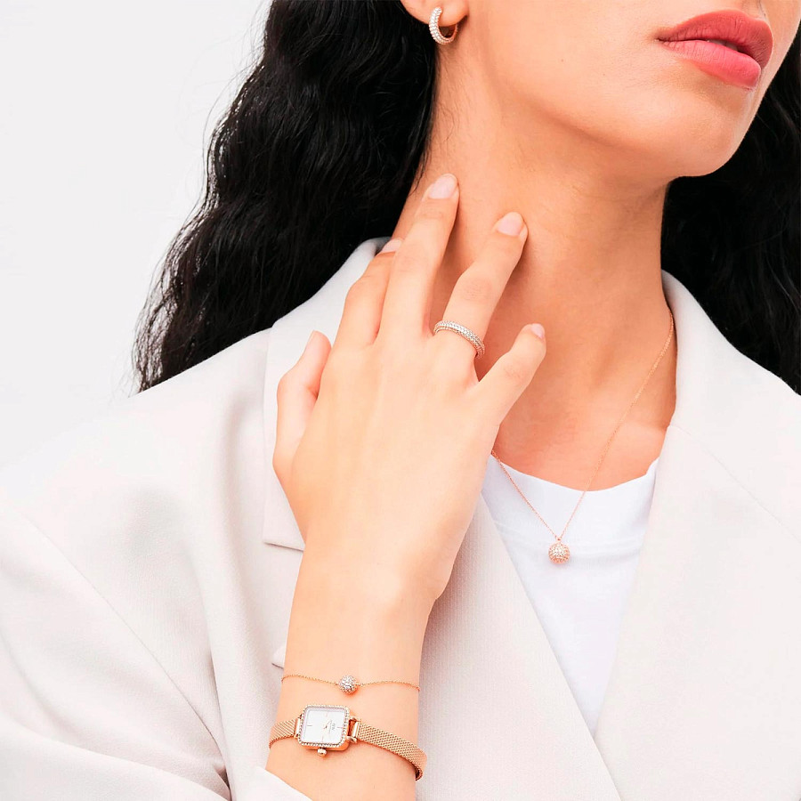 Часы Daniel Wellington Quadro Mini Lumine Bezel Rose Gold DW00100731 — нержавеющая сталь с pvd-покрытием, женские