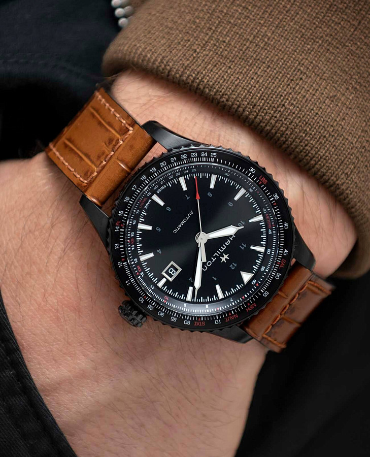 Часы Hamilton Khaki Aviation Converter H76625530 — мужские, коричневый