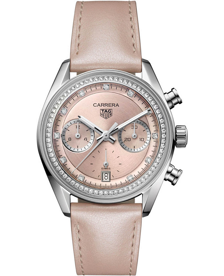 Часы TAG Heuer Carrera Chronograph CBS2215.FC6568 — женские, розовый