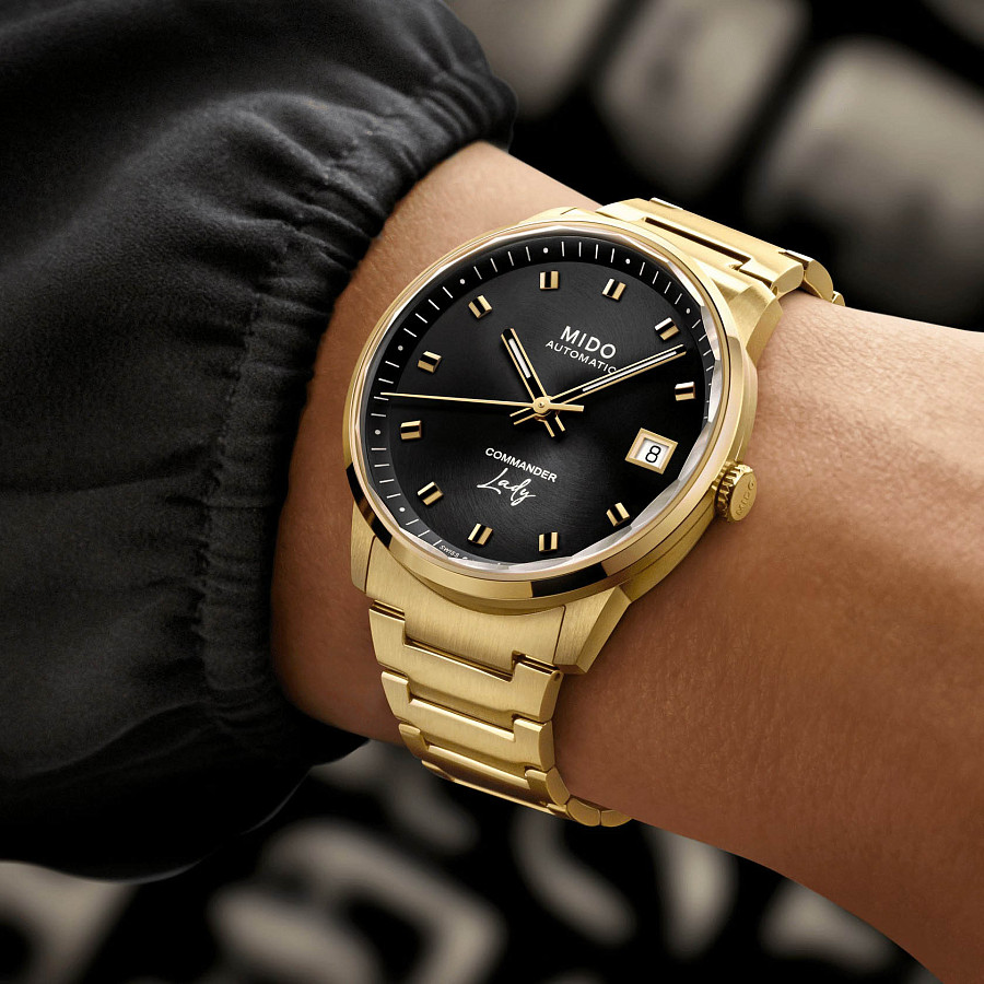 Часы Mido Commander Lady M021.207.33.051.00 — нержавеющая сталь с pvd-покрытием, женские