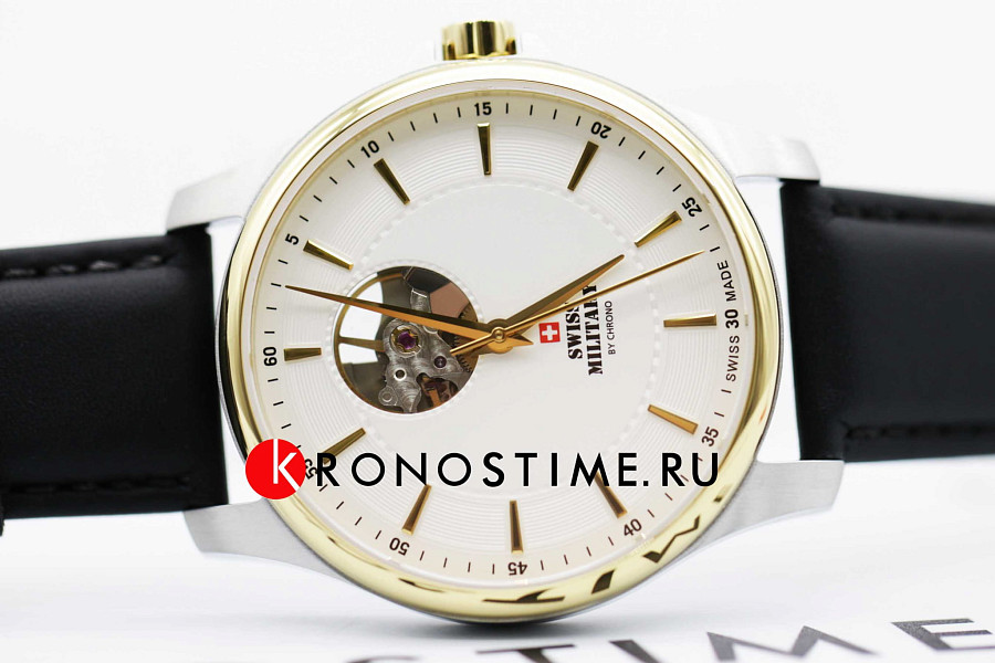 Часы Swiss Military by Chrono Automatic Open Heart SMA34050.07 — механические, металл сталь