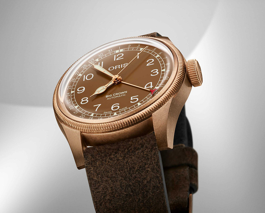 Часы Oris Big Crown Bronze Pointer Date 01 754 7741 3166-07 5 20 74BR — кожаный, мужские