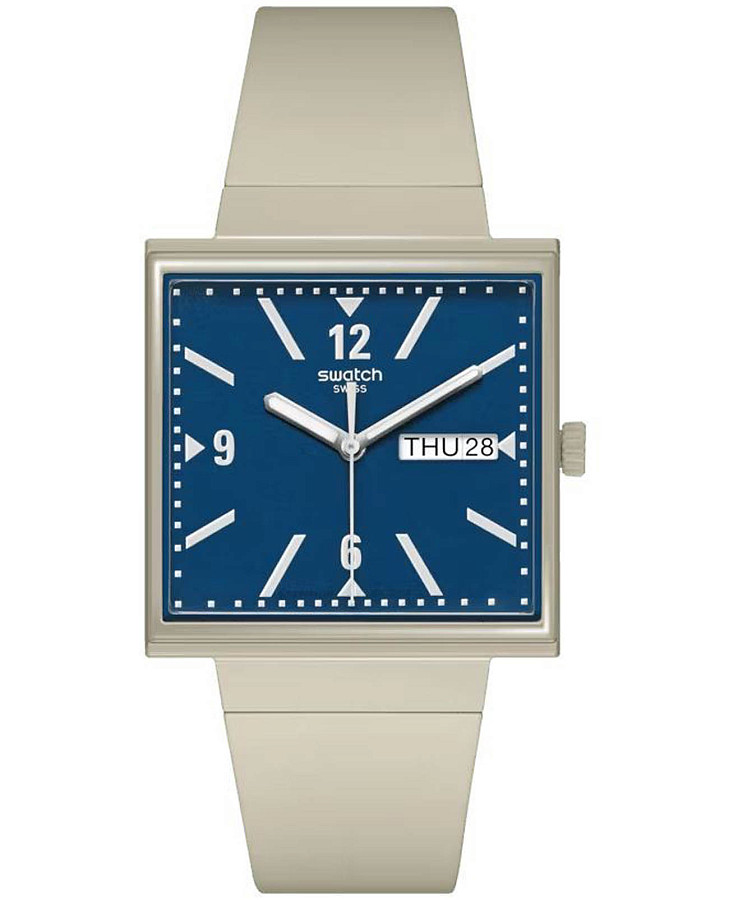 Часы Swatch Square Bioceramic Standard SO34T700-S14 — мужские, синий