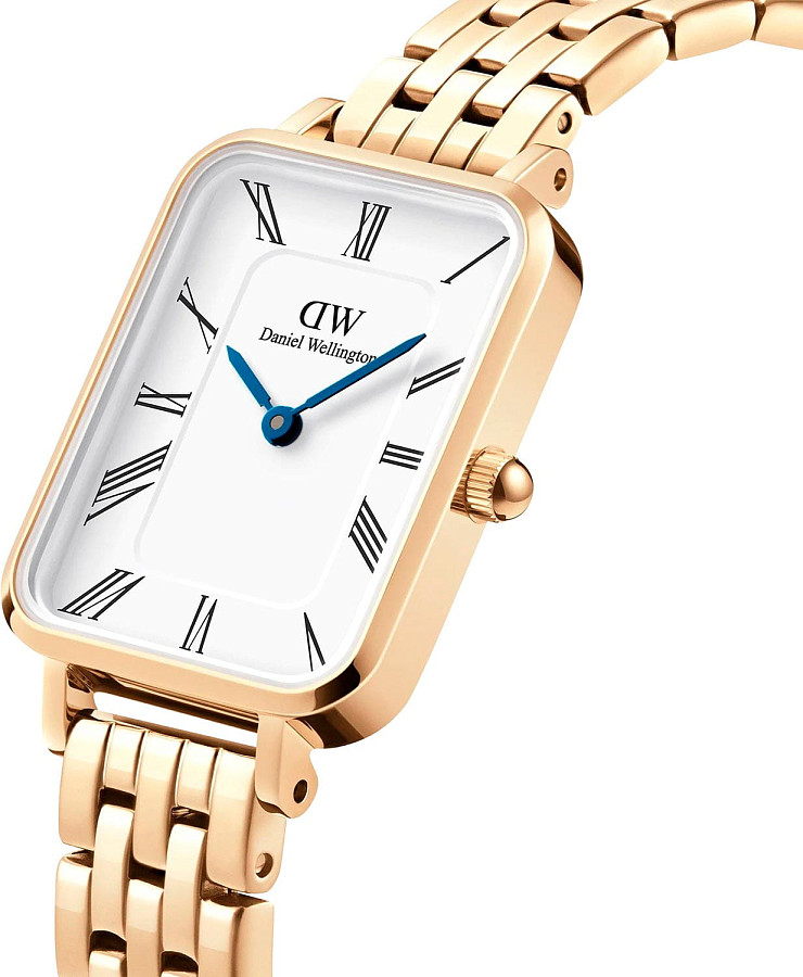 Часы Daniel Wellington Quadro Roman Numerals 5-Link Gold DW00100688 — белый, металл сталь